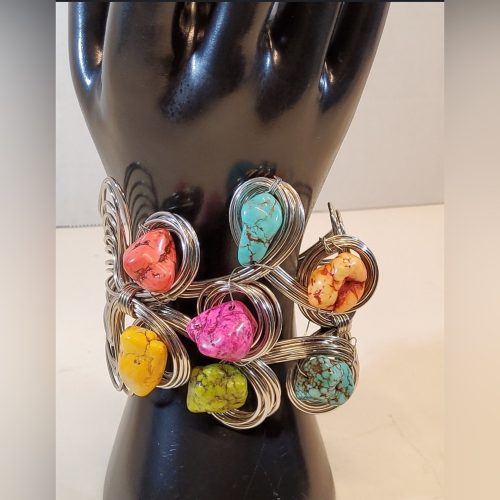 Colorful Stone Wire Bracelet